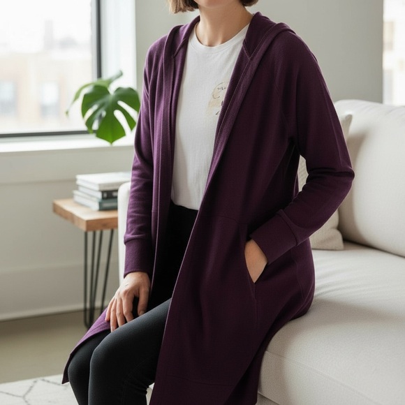 Harlow Sweaters - Harlow Deep Purple Hooded Cardigan